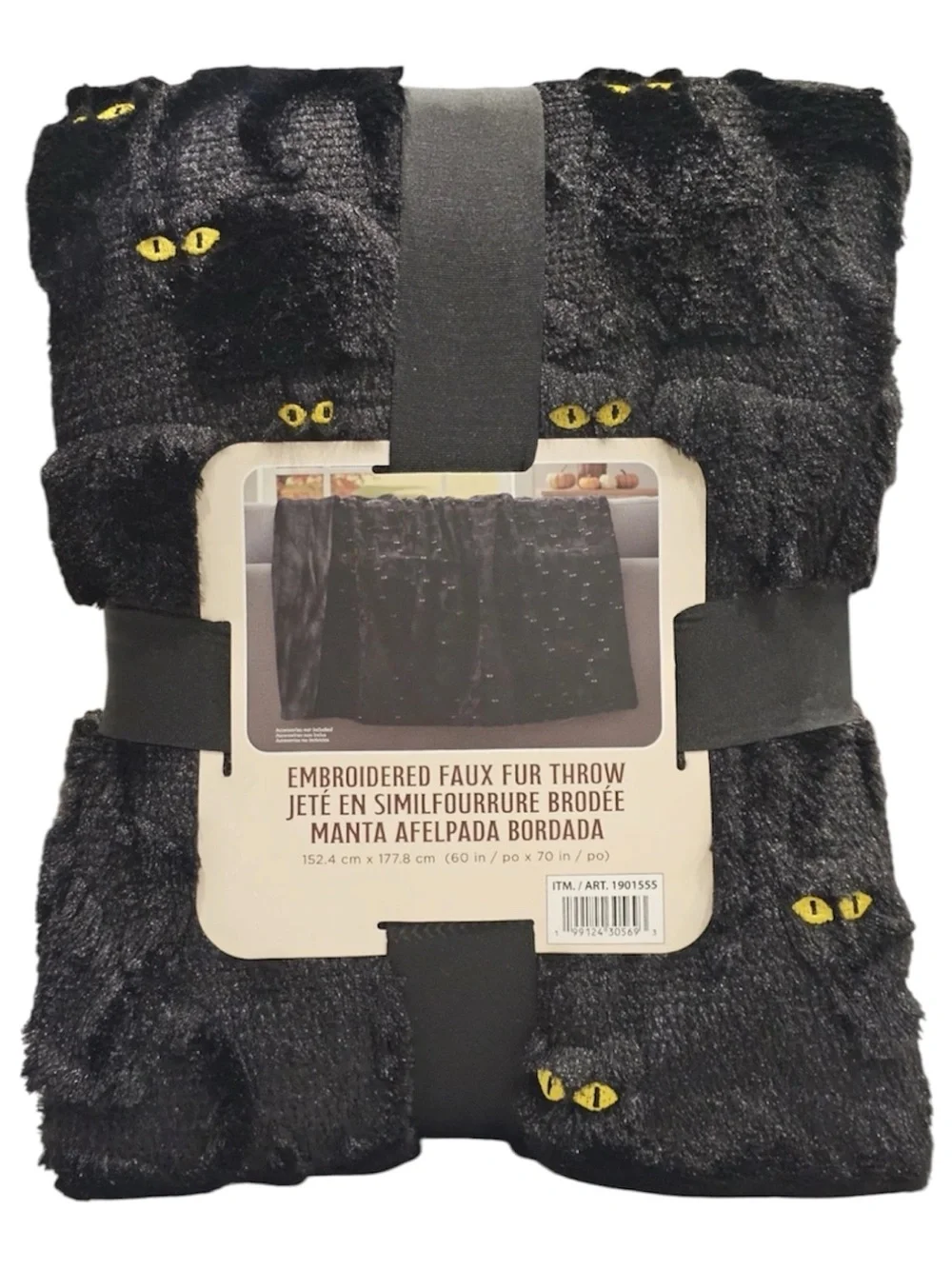 NWT Costco Halloween Faux Fur Throw Blanket Black Cat 🐈‍⬛ 🖤